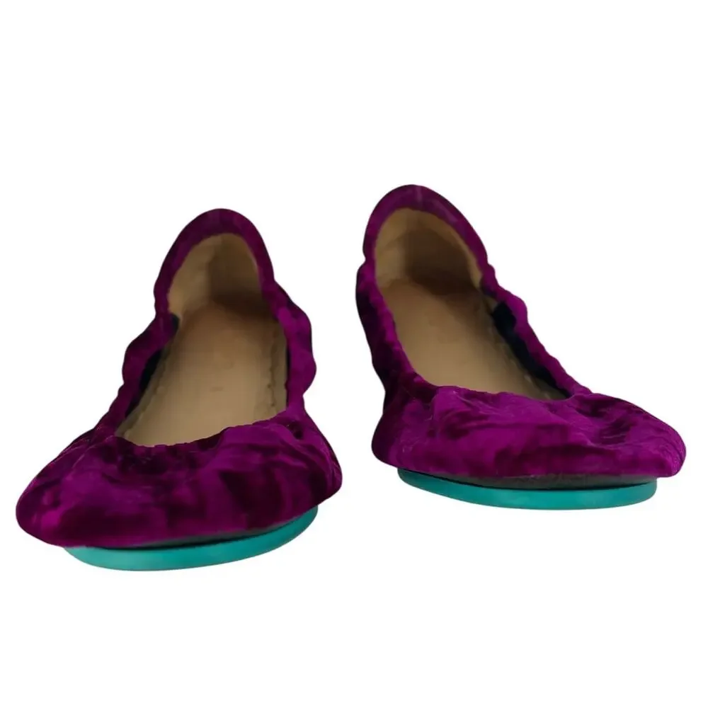 Tieks Tyrian Purple Crushed Velvet Ballet Flats Limited Edition 9 - Picture 8 of 13